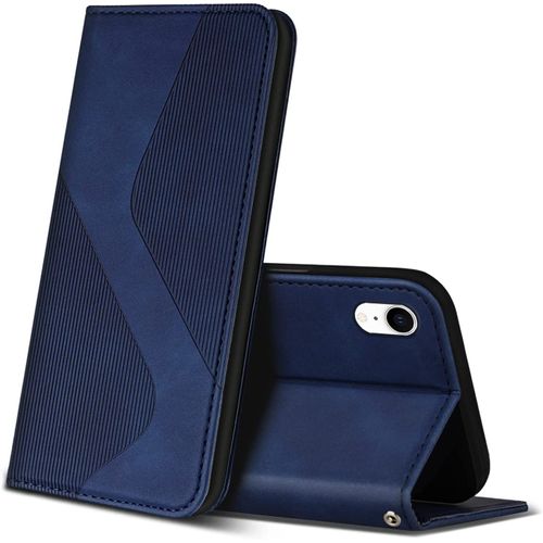 Coque Pour Iphone Xr, Premium De [Emplacements Cartes] [Magnetique], Clapet Folio Pour Iphone Xr (Bleu)