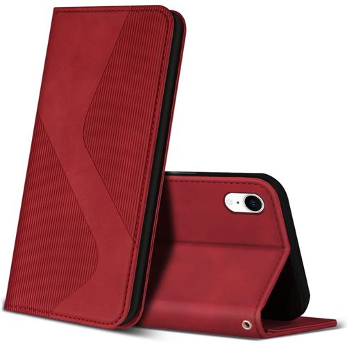 Coque Pour Iphone Xr, Premium De [Emplacements Cartes] [Magnetique], Clapet Folio Pour Iphone Xr (Rouge)