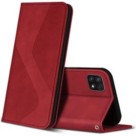 Coque Pour Samsung Galaxy A22 5g, Premium De [Emplacements Cartes] [Magnetique], Clapet Folio Pour Samsung Galaxy A22 5g (Rouge)