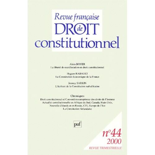 Revue Francaise De Droit Constitutionnel N° 44/2000