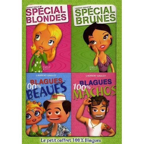 Le Petit Coffret 100% Blagues En 4 Volumes : Spécial Blondes - Spécial Brunes - Blagues 100% Beaufs - Blagues 100% Machos