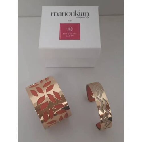 Bracelet - Francoise Saget - Set De 2 - Doré, Orange, Blanc - Largeur 4 Cm, 1.5 Cm - Mixte