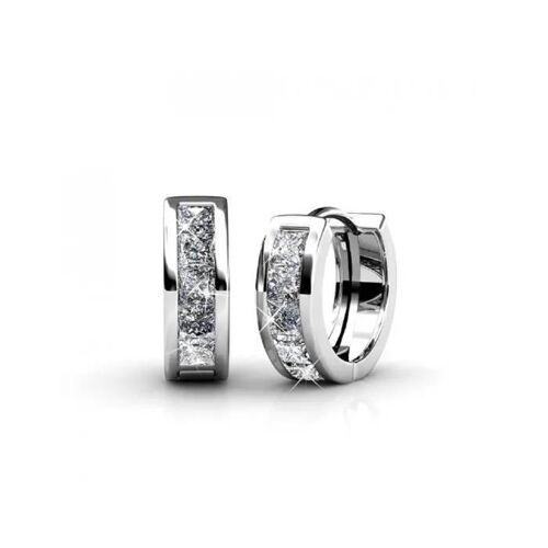Boucles D'oreilles - Myc Paris - Square Hoop - Argenté - Cristaux Swarovski - Plaqué Rhodium