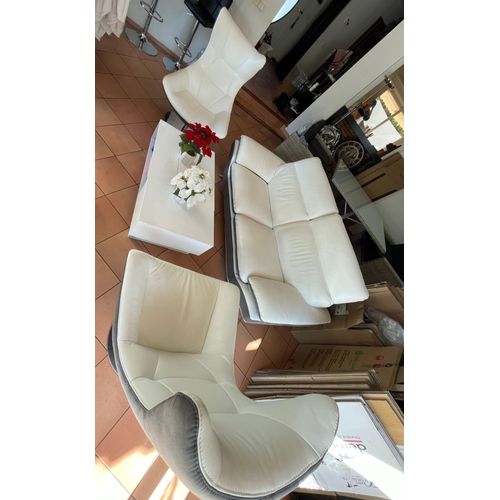 Lot Canapé + 2 Fauteuils + Table Salon Avec Plateaux Amovibles