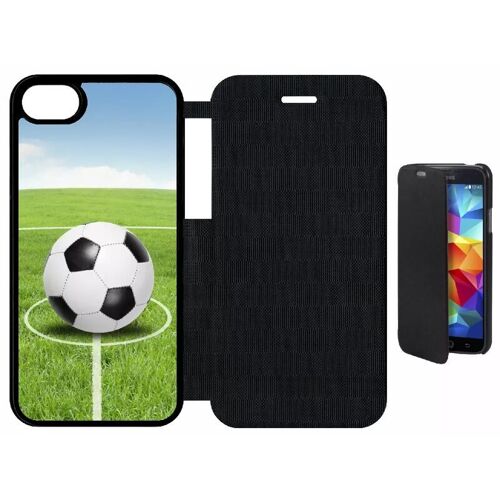 Etui A Flip Flap - Terrain De Foot - Compatible Avec Apple Iphone 7 - Simili-Cuir - Bord Noir