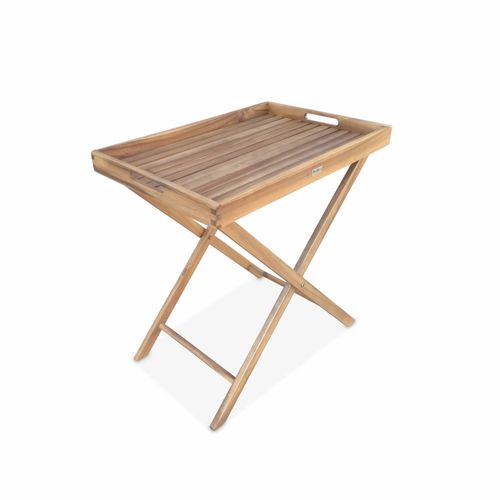 Desserte De Jardin En Bois 68x44cm Murcia Plateau Amovible Sur Pied Table Dappoint Table