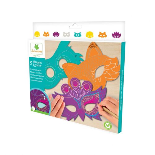 Sycomore Pockets - Scratch Art 5 Masques Animaux