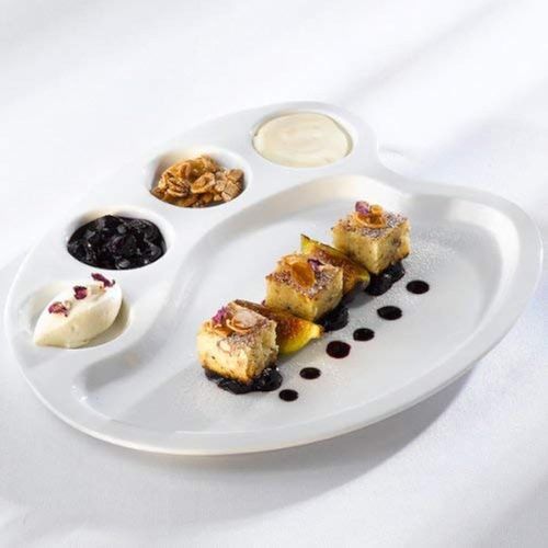 KALANKA-COSY & TRENDY HP1372 Assiette à fondue Porcelaine, 23,8X28,3 cm, White