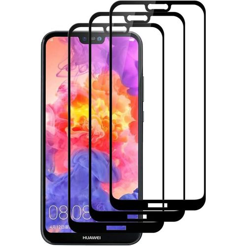 Hqselection® Lot De 3 Verres Trempés Pour Huawei P20 Lite .Film De Protection D'écran Couverture Complète Noir - Anti Rayures - Ultra Résistant Dureté 9h