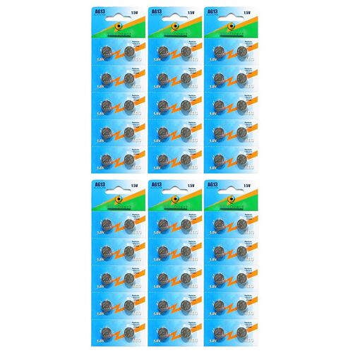 Lot de 60 Piles bouton plates Type AG13 1,5V compatibles LR44 - Visiodirect -