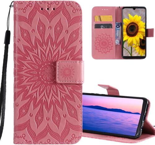 Pour Oppo A52 Coque Pu Leather For Girls Elegant Retro Lucky Flowers Shockproof Card Holder Magnetic Lock Slim Housse For Oppo A92 / A72 / A52 Pink Sunflower Kt.