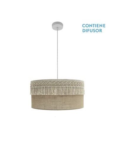 Ekaterina Suspension 2xe27 Blanc/Sac Regx50x50 Cm Avec Passementerie