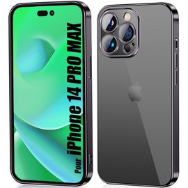 Coque Pour Iphone 14 Pro Max Silicone Transparent Avec Contour Noir