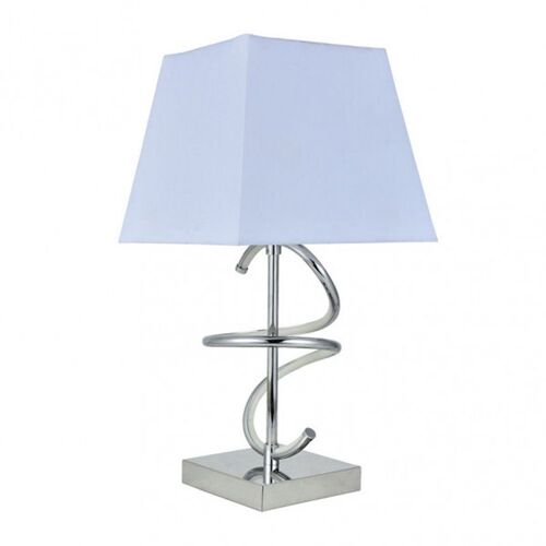 Fabrilamp 153972020 | New York Lampe De Table 8w 4000k+1xe27 Chrome Blanc Écran 600lm 44x23x23 Cm