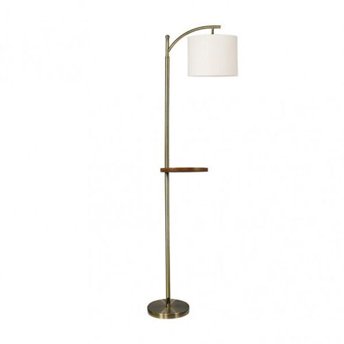 Fabrilamp 156941014 | Soie Salon Pied 1xe27 Cuir C/Abat-Jour Beige C/Bois Table 181x27x44 Cm