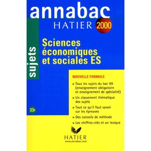 Sciences Economiques Et Sociales Bac Es - Sujets Édition 2000