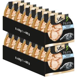 16x60g Sheba Dômes Filets Fins Poissons Blancs - Pâtée Pour Chat