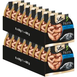 16x60g Sheba Dômes Filets Fins Poulet, Thon - Pâtée Pour Chat