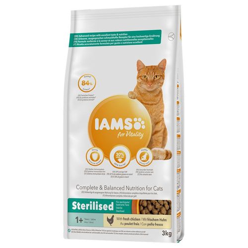 3kg Iams For Vitality Adult Sterilised Poulet - Croquettes Pour Chat