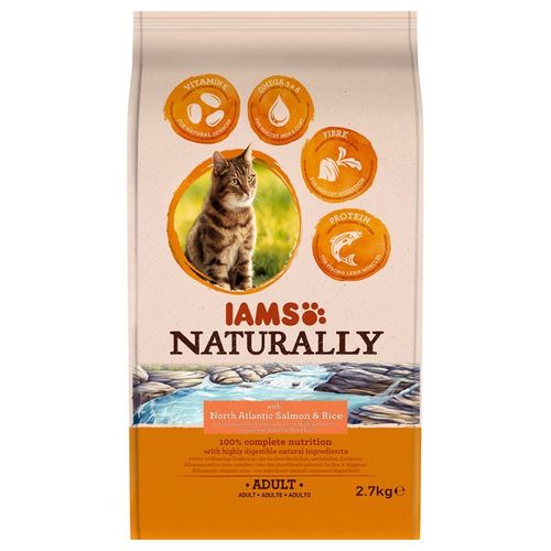 2,7kg Adult Saumon Iams Cat Naturally - Croquettes Pour Chat
