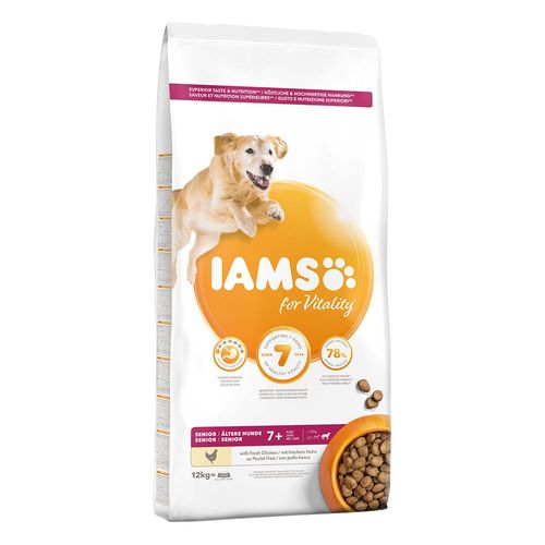 2x12kg Senior & Mature Large Poulet Iams For Vitality Croquettes Pour Chien