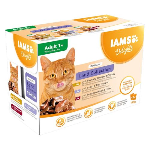 24x85g Iams Delights Adult En Sauce Lot Mixte Terre - Pâtée Pour Chat