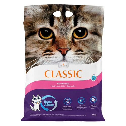 14kg Litière Intersand Classic, Senteur Talc - Pour Chat