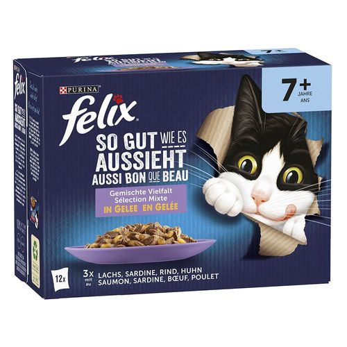 12x85g Felix "Aussi Bon Que Beau" Senior Sélection Mixte - Pâtée Pour Chat