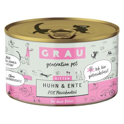 24x200g Grau Menu Gourmand Kitten Poulet, Canard - Pâtée Pour Chat