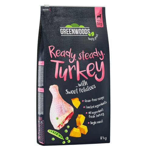 2x12kg Greenwoods Dinde, Patates Douces, Petits Pois, Potiron - Croquettes Pour Chien