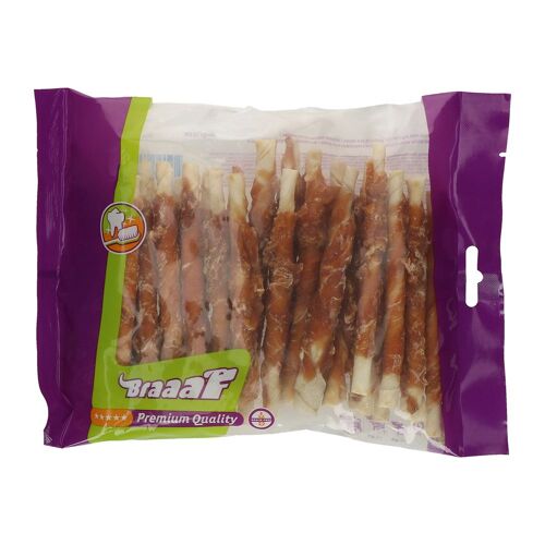 12,5 Cm (30 Bâtonnets) Braaaf Bâtonnets Torsadés À Mâcher, Poulet - Friandises Pour Chien
