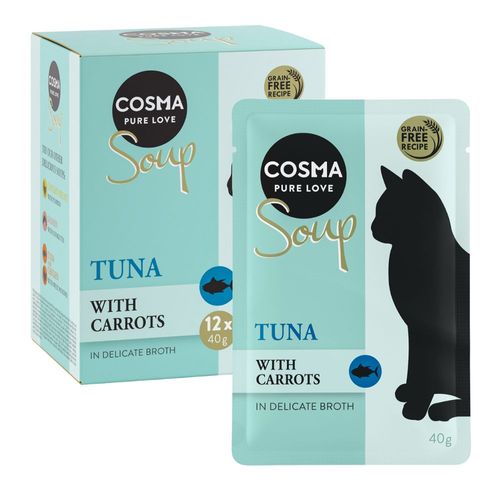 12x40g Cosma Soup Saumon, Courgette - Pâtée Pour Chat