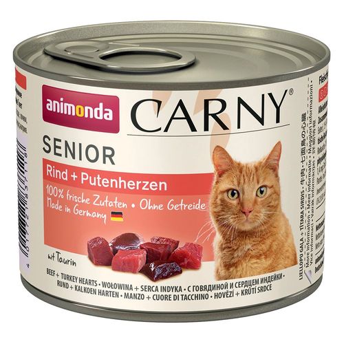 6x200g Senior B¿Uf, Coeurs De Dinde Animonda Carny - Pâtée Pour Chat