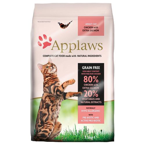 2x7,5kg Applaws Poulet/Saumon Croquettes Pour Chat
