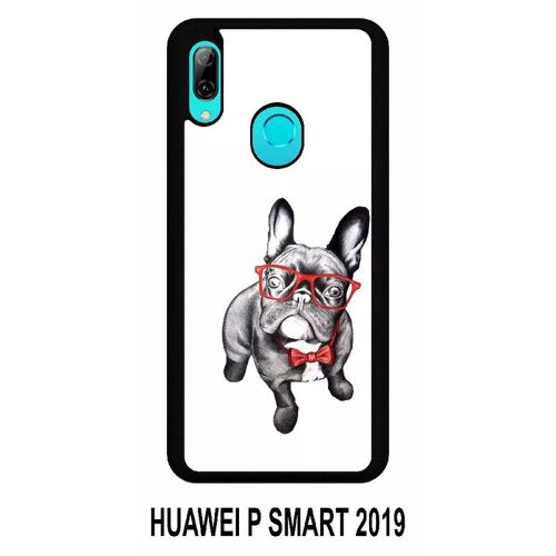 Coque Huawei P Smart 2019 - Bulldog Français À Lunettes - Silicone - Noir