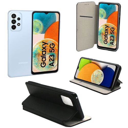 Housse noire pour Samsung Galaxy A23 5G Etui coque de Protection Portefeuille à Rabat avec Porte Cartes - Pochette XEPTIO