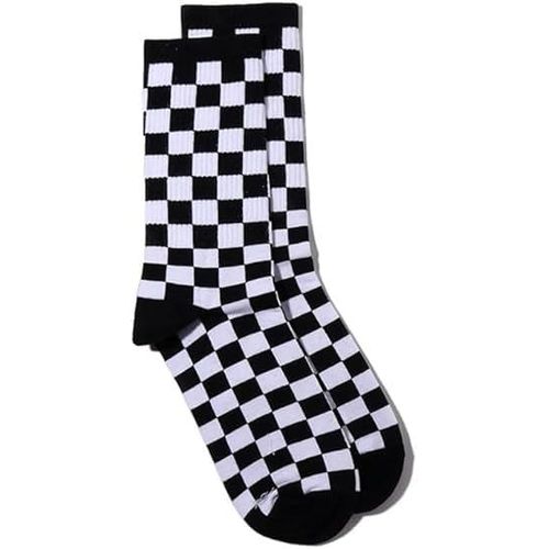 Kalanka-Noir Mode Harajuku Trends Femmes Damier Chaussettes Géométrique Damier Chaussettes Hommes Hip Hop Coton Unisexe Imprimé Skateboard