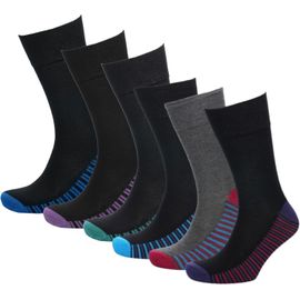 Kalanka-Lot De 6 Paires De Chaussettes Souples En Bambou Non Élastiques Antibactériennes Pour Homme - Confortables Et Anti-Humidité - Doux Pour La Peau - Pour Un Usage Quotidien - Motifs Assortis - T