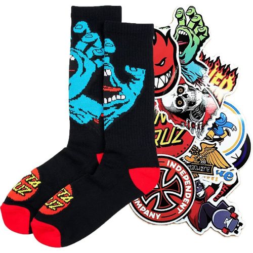 Kalanka-Chaussettes Socks Screaming Hand Socks Chaussettes Originales & 20 Stickers Skateboard Taille Unique 38/46