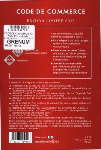 Code De Commerce 2018