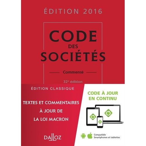 Code Des Sociétés - Commenté