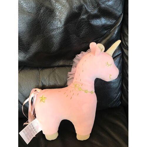 Doudou Peluche Licorne Rose Doré Etoiles 25cm Mots D Enfants