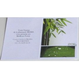 Calendrier De Poche Avec Une Belle Image De Feuillage Vert Et De Gouttes D'eau - Année 2014 - Mention Publicitaire Au Dos D'une Pharmacie Des Yvelines - 15x10cm Ouvert