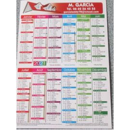 Mini Calendrier De Poche Publicitaire 2021 - 10x14.2cm - 1 Face Calendrier/1 Face Publicité Artisan M. Garcia Travaux De Couverture