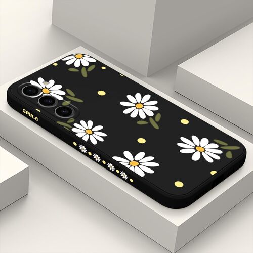 pour Samsung Galaxy S23 Plus Coque Téléphone Portable en Silicone Souple, Anti Chute, avec Motif de Fleur Créatif Coque pour Samsung S23 Plus-Noir 1