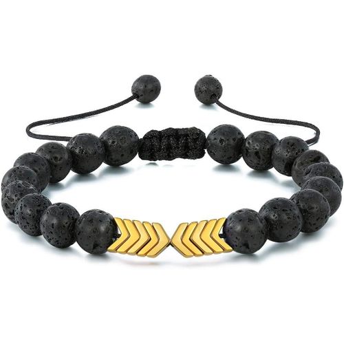 Bracelet De Perles Pour Homme En Pierre De Lave Mate Volcanique Pour Femme Bracelet Extensible