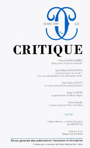 Critique Numero 622 Mars 1999