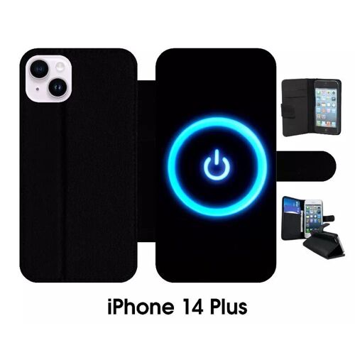 Etui À Rabat Iphone 14+ - Power - Simili-Cuir - Noir