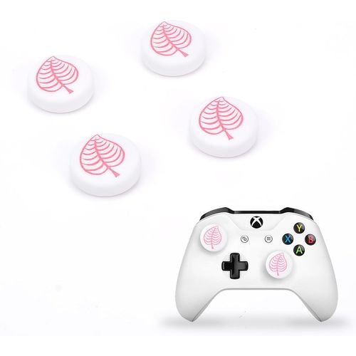 Thumbstick Capuchons Compatible avec PS4 PS5 Xbox 360 Xbox Controller,Souple Silicone Contrôleur Joystick Capuchons,Analogique Bâton Capuchons Cover Accessoires-Rose Feuille