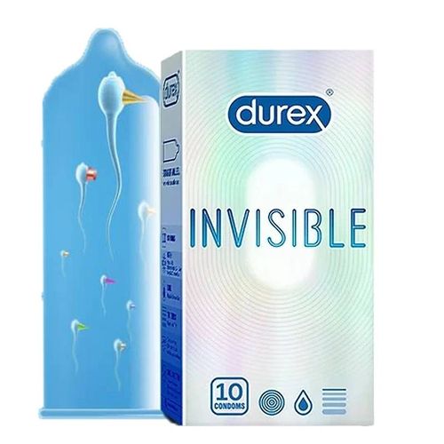 Durex-Manchon De Pénis Invisible Pour Adultes,Longue Congenre De Sexe,Retard D'éjaculation,Latex De Contraception Ultra Fin,Produits Lubrifiés,001,10 Pièces.